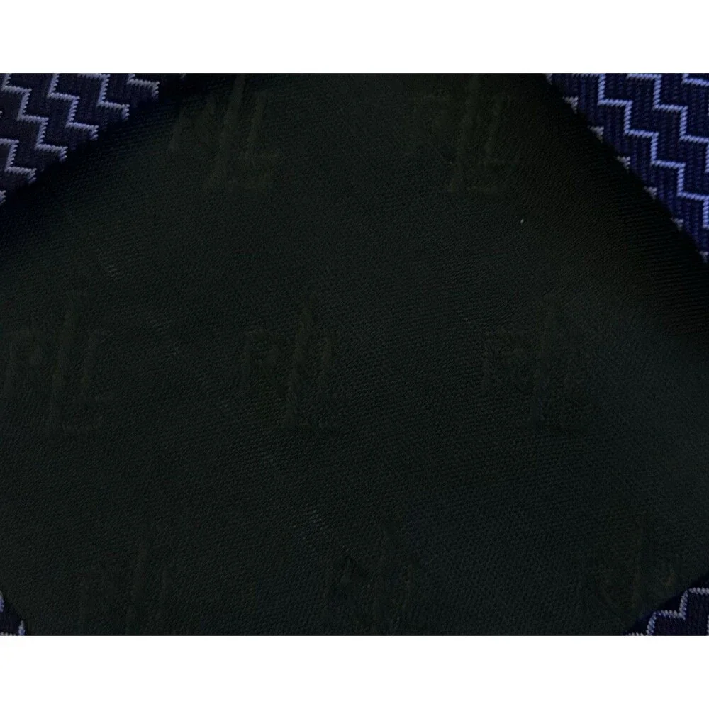 Lauren Ralph Lauren Men’s Tie 100% Silk Navy Blue Geometric Hand Finished